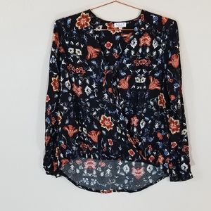 New AVLN STUDIO Floral Print Surplice Blouse Size S
